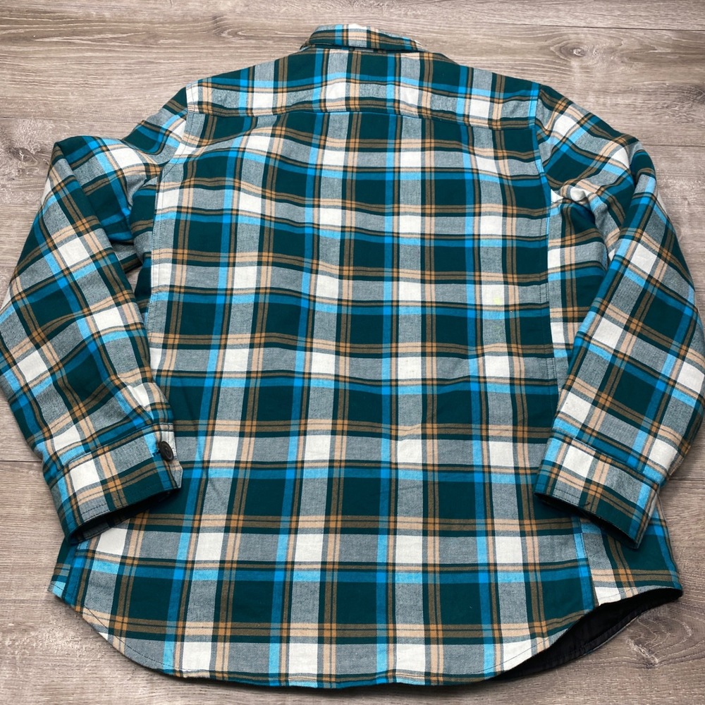 Eddie Bauer Shirt Jacket Womens M Teal Plaid Quilted Lined Flannel Outdoor - Picture 4 of 10